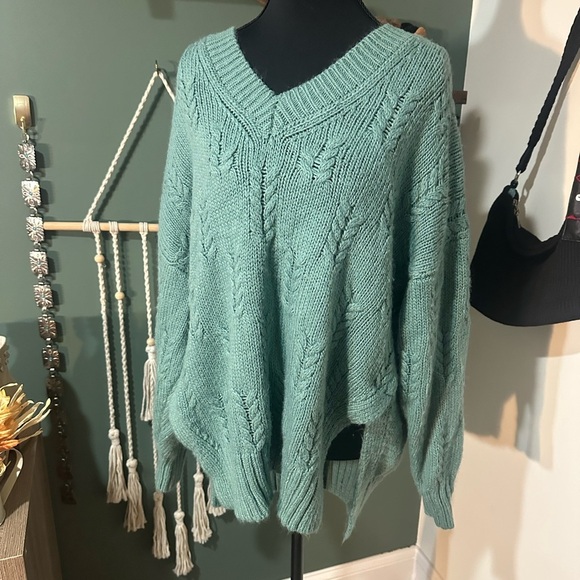 Lucky Brand Sea Green Knit Pullover Oversized Medium 🦄 - Picture 1 of 5